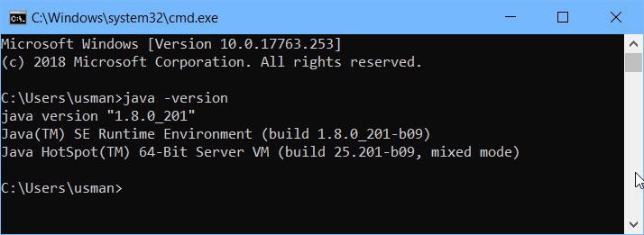 check Java version using command line