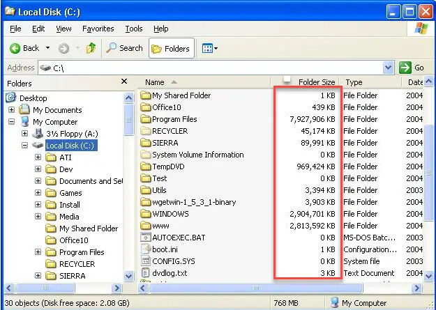 Tool to show folder on sale size in windows