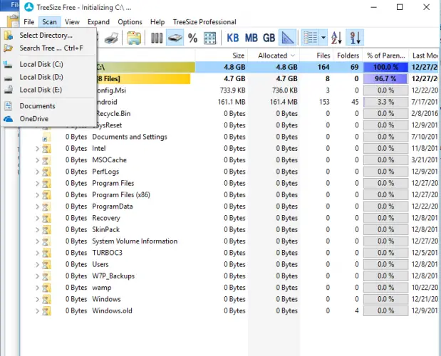 file and folder size viewer