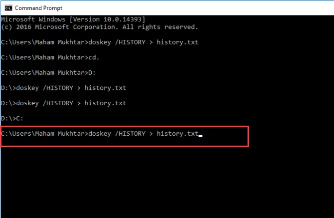 Find Command Prompt History