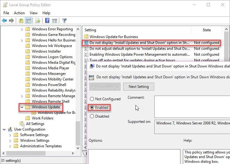 Disable Or Bypass Pending Updates On Restart/Shutdown In Windows 10