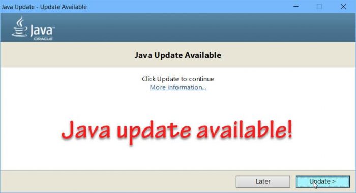 Java update available что это за программа