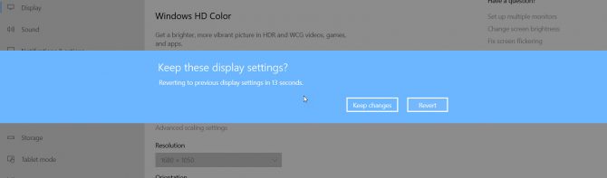 Keep display settings