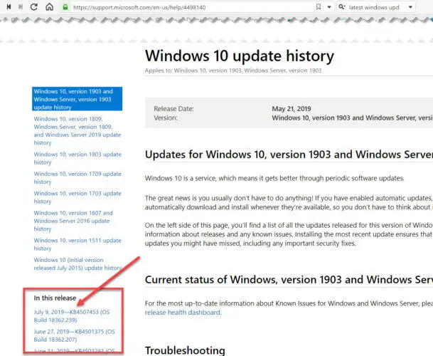 windows cumulative updates