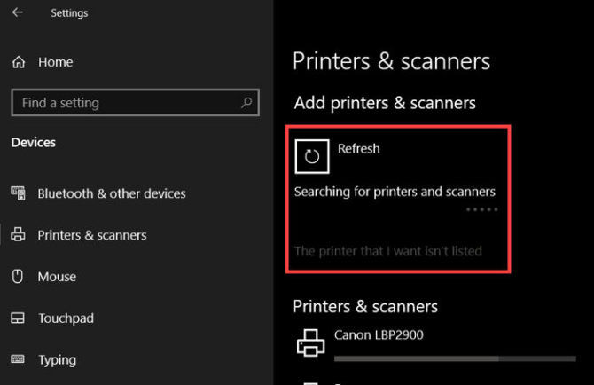 Searching for printers and scanners
