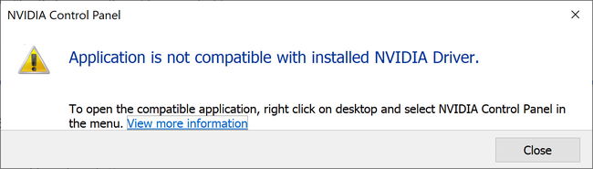 NVIDIA Control Panel error