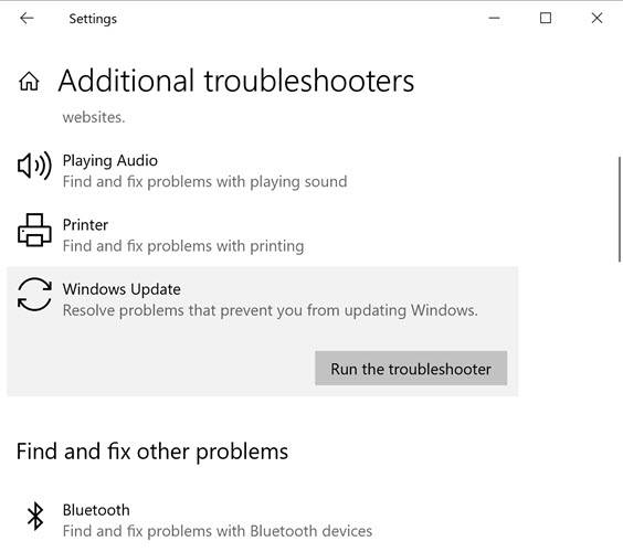 Windows Update troubleshooter