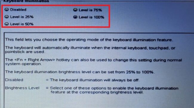 select brightness bios