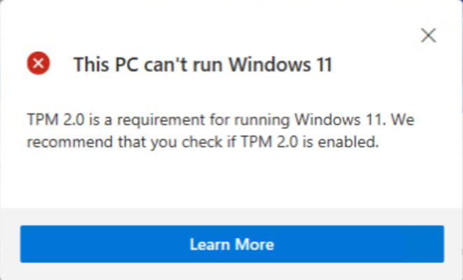 This PC Can't Run Windows 11