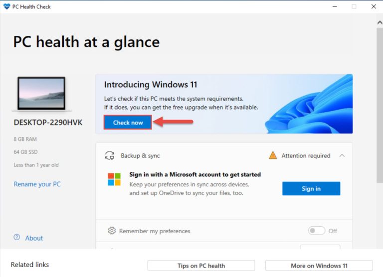 KB5005463 For Windows 10: Installs PC Health Check App