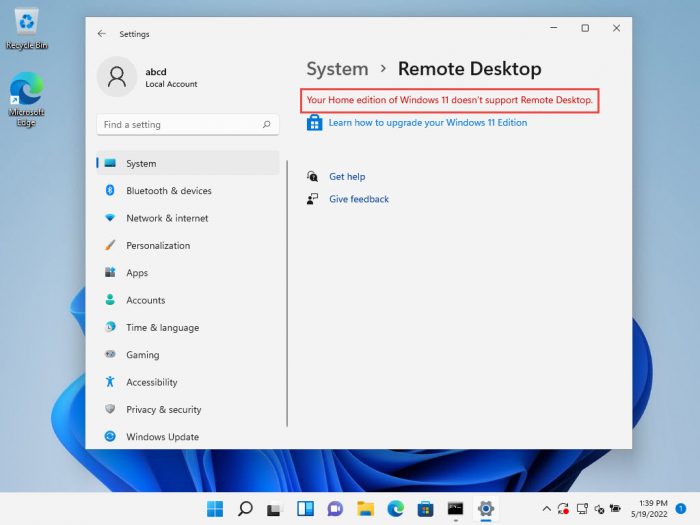 O Windows 11 não suporta desktop remoto