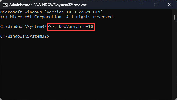 Create new environment variable using Command Prompt