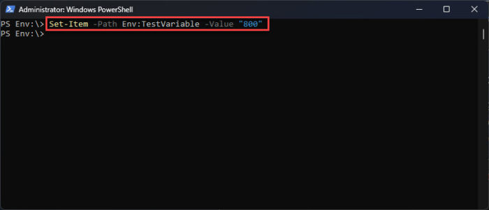 Set change variable value in Env drive