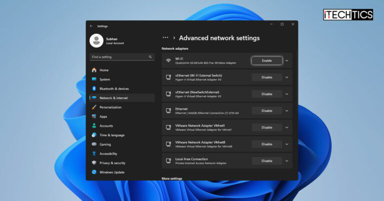 Windows 11 Disabled Wifi Ethernet adapters