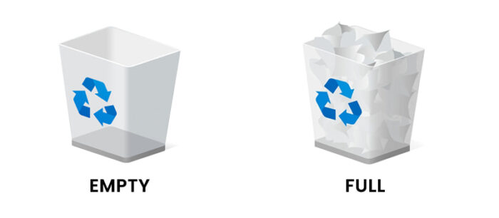 Empty vs. full Recycle Bin