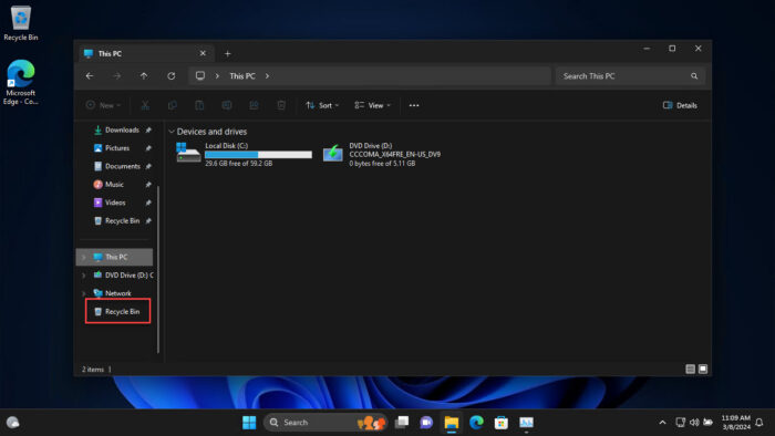 Recycle Bin added to File Explorer Navigation pane